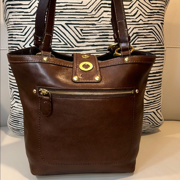 Coach Lily Legacy Turnlock Brown Leather Tote Bag - Picture 7 of 17